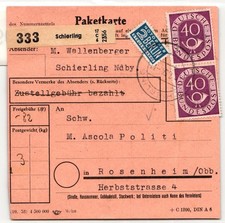 BRD 133 auf Paketkarte als