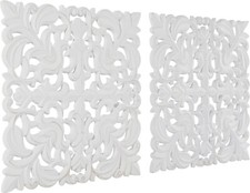 HOMEaffaire Wand Deko Hänger Objekt ORNAMENT 2er-Set 52x52cm Weiß Shabby-Look