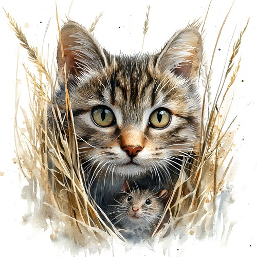 Wandbild katze maus beste - wandbild,