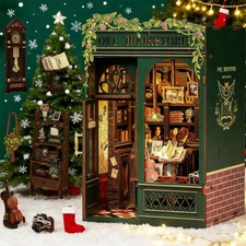 Book Nook Kit DIY Puppenhaus Selber Bauen Miniatur Haus mit LED Owl Bookstore DE