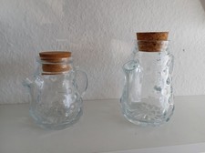 Set 16+12 cm 2x Erdnusskanne Nusskännchen Nussspender Bubble Glas 70er Vintage