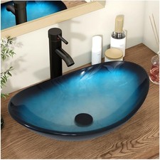 Waschbecken Glas oval Blau