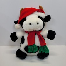Vtg Christmas Cow 12" Plush