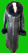 Damen echt Leder Mantel mit Fell  Gr. UK 12 EU 36/38/40