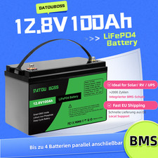 Akku 12V 100Ah LiFePO4 Lithium Batterie mit Lithium-Eisenphosphat-Ladegerät