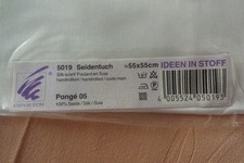 Seidentuch 55 X 55 cm Ponge 05, handrolliert für Seidenmalerei weiß in Folie