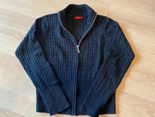 schwarze strickjacke mit feinem Zopfmuster, Damen, Wolle, Gr. M, RedGreen