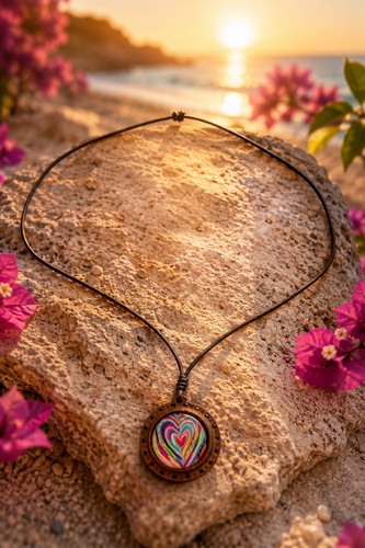 Damen kette herz regenbogen - damen,