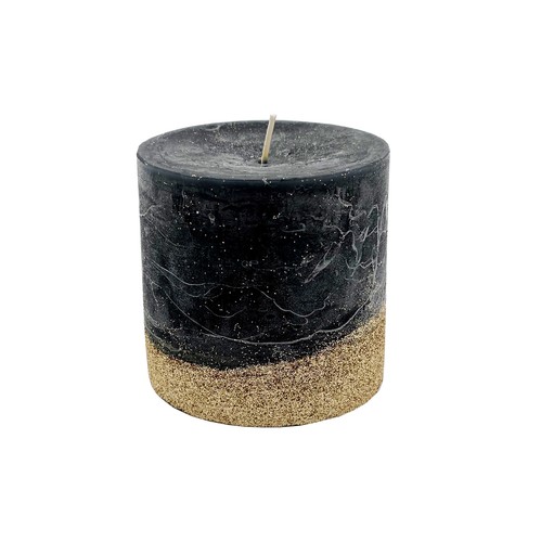 Stumpenkerze schwarz gold