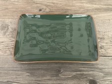 ROSE & TULIPANI Teller rechteckig Steingut Platte CONCERTO Waldgrün  20x13 cm