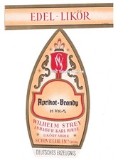 x6165 SCHIVELBEIN - Świdwin  W. Strey APRIKOT-BRANDY Likör-Etikett liqueur label