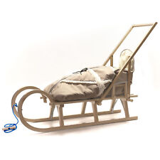 HolzFee Babyschlitten Baran Baby Beige Schlitten Holz Hörnerschlitten 120 cm