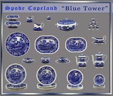 Spode Copeland Blue Tower Teile zur Wahl teller platte kanne tasse england blau