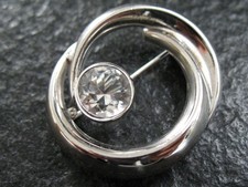 Brosche Silber 925 TEKA Theodor Klotz Vintage Design mit Bergkristall Edelstein