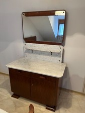 Antik Vintage Waschtisch mit Marmorplatte und Spiegel