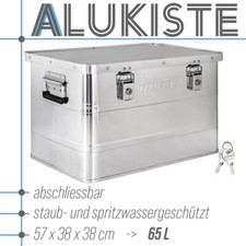 Aluminium Box mit Deckel Silber Alukiste 65 Liter Alu Kiste Abschliessbar Trucky