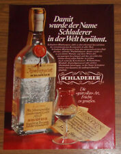 Seltene Werbung SCHLADERER HIMBEERGEIST - In der Welt berühmt 1977