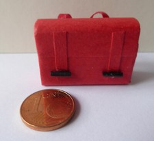 Schulranzen Schultasche rot schwarz Puppenstube Puppenhaus Miniatur 1:12