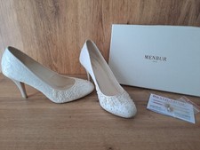 Pumps Schuhe Hochzeit, Gr. 39, Menbur, Creme Ivory Marfil