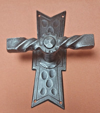 Rustikaler Fenstergriff Schmiedeeisen, verzinkt, antik geschwärzt - Top-Optik!