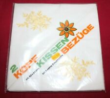 Omas Aussteuer Kissenbezüge  Bettwäsche (5) Stickerei gelb