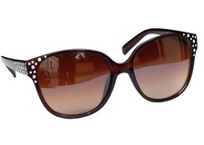 Stylische Damenbrille Sonnenbrille Pornobrille Braun mit Strass-Steinen M 37