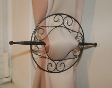 2 Raffhalter für Gardinen Vorhang Halter Deko Schmuck Metall schwarz