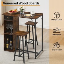 3TLG Bartisch mit Barhocker Set, Bartisch-Set mit Küchentisch, 2 Barstühlen