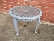 Couchtisch Chippendale Rund Geflecht grau 