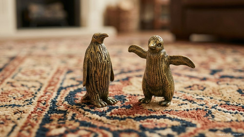 Zwei pinguine messing figuren - zwei,