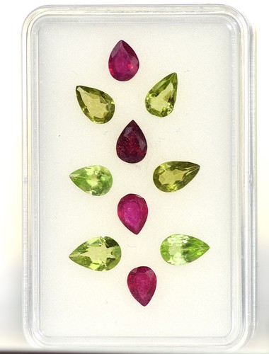 Rubin peridot edelstein - &, set