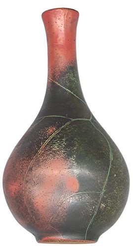 Vintage raku keramikvase mit - vintage, raku-keramikvase