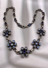 Mondstein Tansanit Edelsteine Collier 925 Silber Kette Schmuck Halskette 