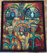 Gemälde Harry B. Long Kunst Harry Belong Kokosfaser Abstrakt Kubismus signiert