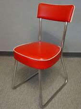 alter BAUHAUS Stahlrohr Stuhl BÜROSTUHL Arbeitsstuhl rot weiß gepolstert