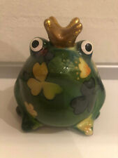 Spardose - Pomme Pidou - Froschkönig mit goldener Krone Kleeblatt Höhe ca 10 cm