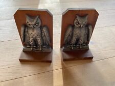Buchstützen Holz Eisen Eule Vintage 60 er Jahre Sammler