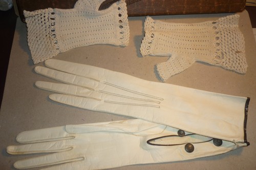 Vintage damen leder handschuhe - leder,