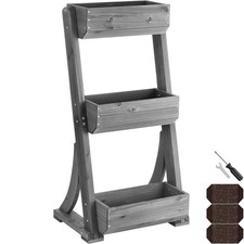 Vertikalbeet Flora, lackiertes Holz, inkl. Pflanzvlies Beet grau B-Ware