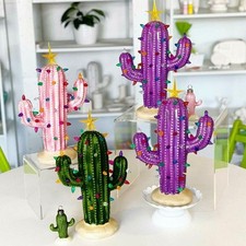 Vintage-Keramik-Kaktus-Leuchtstatue, Skulptur, Tischdekoration, Geschenk