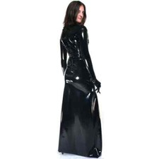Langarm Frauen Kleid WetLook PVC Outfits Frauen Handschuh zurück Reißverschluss