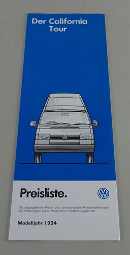 Preisliste wohnmobil - preisliste, vw