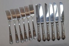 Vorspeise Besteck Gebr. Reiner Rokoko, Silber 90, 6 Messer, 6 Gabeln /2