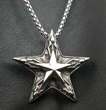 Feuer Stern Anhänger Edelstahl Halskette Zwei Sterne Zeichen Biker Punk Star 101