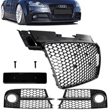 Kühlergrill + Gitter unten hochglanz Schwarz passt für Audi TT 8J S-Line 10-14