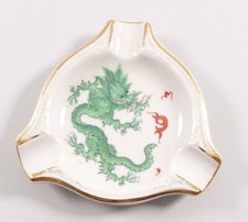 PGH Stadt Meißen Aschenbecher grüner Drache vergoldet handgemalt Ø 9cm