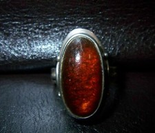 Bernstein - Ring aus 800er Silber Handarbeit Deutsch 1920-50