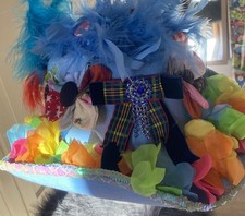 Dreispitz Bunt GlitzerNarrenkappe FederUnikat Hut Karneval Fasching unisex