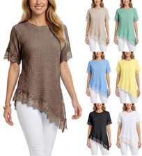 Damen Kurzarm Tunika Longshirt