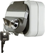 Schuko Feuchtraum abschließbare Steckdose Aufputz mit Schloss abschließbar IP44